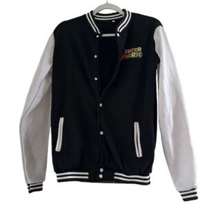 Super Mario Black and White Varsity Jacket